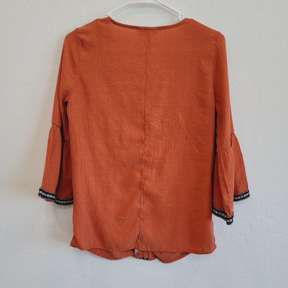 OSO Casuals Orange Boho Blouse Top Women's Size Small - Picture 3 of 8